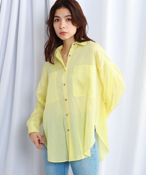 JET（ジェット）の「◆【ウォッシャブル】シアーストライプシャツ（シャツ/ブラウス・レディース・ホワイト系3/ネイビー系2/ライトイエロー系3・04）」の3枚目の写真