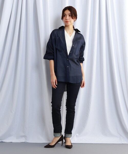 JET（ジェット）の「◆【ウォッシャブル】シアーストライプシャツ（シャツ/ブラウス・レディース・ホワイト系3/ネイビー系2/ライトイエロー系3・04）」の7枚目の写真