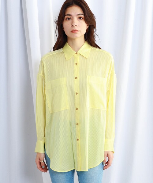JET（ジェット）の「◆【ウォッシャブル】シアーストライプシャツ（シャツ/ブラウス・レディース・ホワイト系3/ネイビー系2/ライトイエロー系3・04）」の9枚目の写真