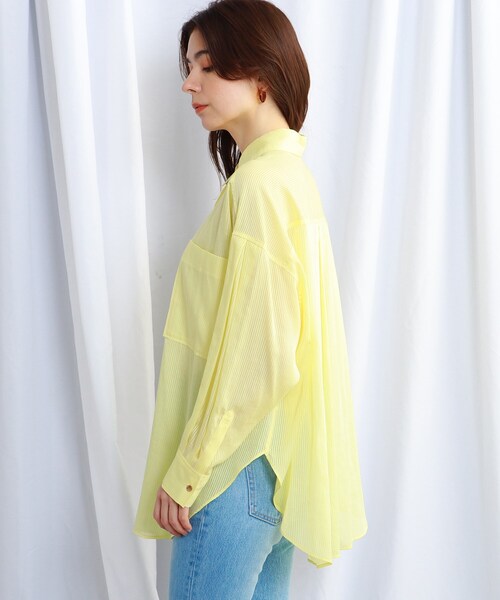 JET（ジェット）の「◆【ウォッシャブル】シアーストライプシャツ（シャツ/ブラウス・レディース・ホワイト系3/ネイビー系2/ライトイエロー系3・04）」の6枚目の写真