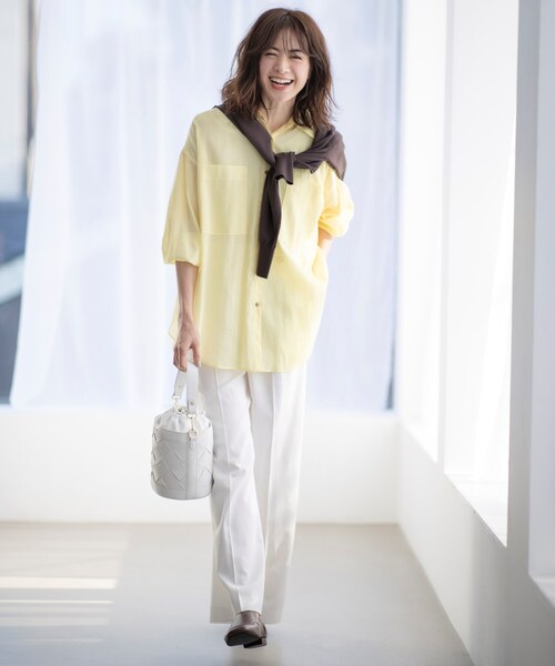 JET（ジェット）の「◆【ウォッシャブル】シアーストライプシャツ（シャツ/ブラウス・レディース・ホワイト系3/ネイビー系2/ライトイエロー系3・04）」の15枚目の写真