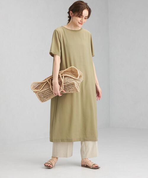 green label relaxing（グリーンレーベルリラクシング）の「FFC シアー ワンピース ＆ カップ キャミ セット（ワンピース・レディース・ライトグレー/ブラック/オリーブ・FREE）」の3枚目の写真