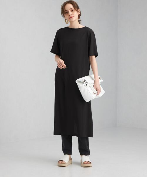 green label relaxing（グリーンレーベルリラクシング）の「FFC シアー ワンピース ＆ カップ キャミ セット（ワンピース・レディース・ライトグレー/ブラック/オリーブ・FREE）」の5枚目の写真