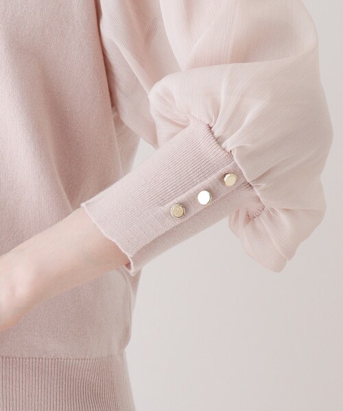 DRESKIP（ドレスキップ）の「◆シアーボリュームスリーブニット（ニット/セーター・レディース・ライトベージュ/ベビーピンク/レモンイエロー/ブラック・04/02/03）」の9枚目の写真