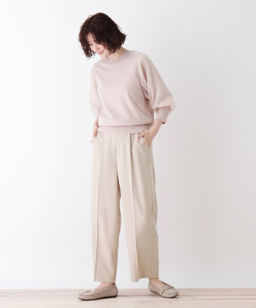 DRESKIP（ドレスキップ）の「◆シアーボリュームスリーブニット（ニット/セーター・レディース・ライトベージュ/ベビーピンク/レモンイエロー/ブラック・04/02/03）」の12枚目の写真