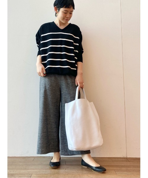 BEARDSLEY（ビアズリー）の「ツイード調ウエストリブパンツ（その他パンツ・レディース・ホワイト/ネイビー・FREE）」の3枚目の写真