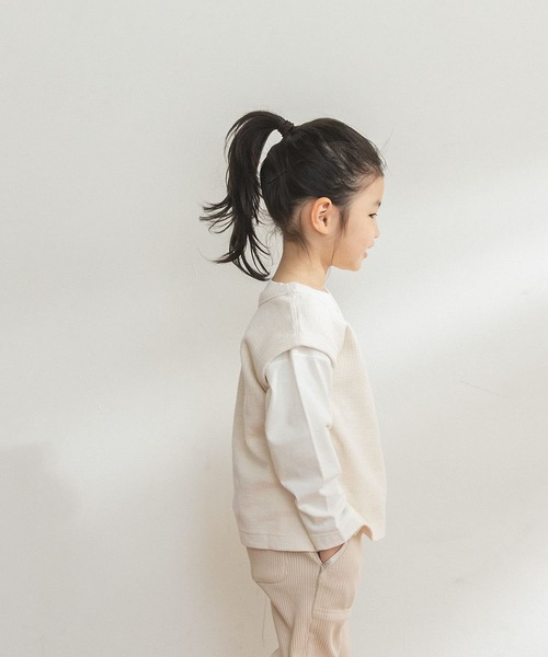 FORK&SPOON（フォークアンドスプーン）の「FORK&SPOON　ストライプサーマル2WAYカットソー(KIDS)（Tシャツ/カットソー・キッズ・オフホワイト/ブルー・105/135/120/90）」の5枚目の写真