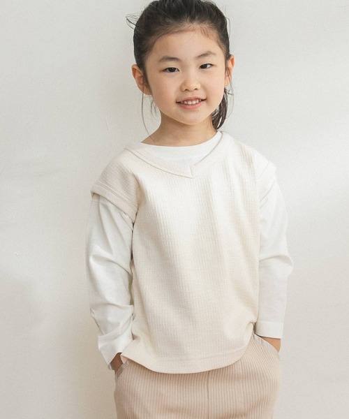 FORK&SPOON（フォークアンドスプーン）の「FORK&SPOON　ストライプサーマル2WAYカットソー(KIDS)（Tシャツ/カットソー・キッズ・オフホワイト/ブルー・105/135/120/90）」の7枚目の写真