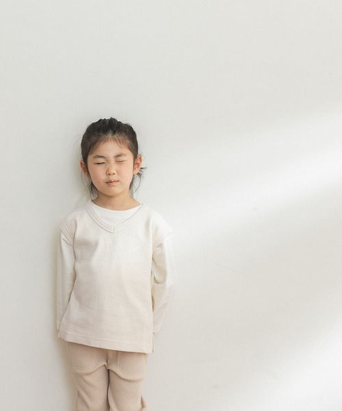 FORK&SPOON（フォークアンドスプーン）の「FORK&SPOON　ストライプサーマル2WAYカットソー(KIDS)（Tシャツ/カットソー・キッズ・オフホワイト/ブルー・105/135/120/90）」の10枚目の写真