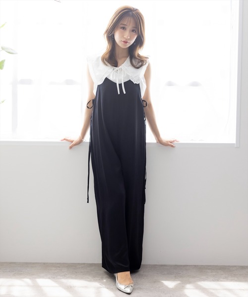 clear(クリア)の「レースアップサロペット(サロペット/オーバーオール・レディース・ブラック/マスタード/モカ/アイボリー・F)」の1枚目の写真