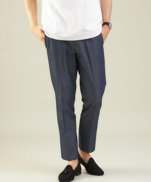 green label relaxing（グリーンレーベルリラクシング）の「＜ 機能 / 洗濯機洗い可 ＞ TC デニムライク マジコンフォート スリム NP スラックス ＃（スラックス・メンズ・ロイヤルブルー/ダークグレー/ネイビー・X-SMALL/LARGE/SMALL/MEDIUM/X-LARGE）」の3枚目の写真