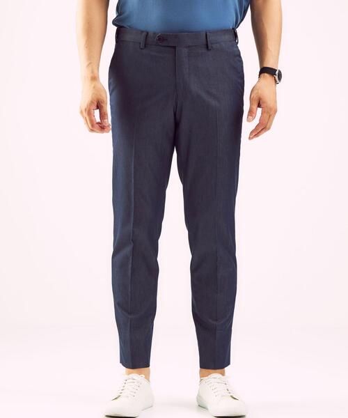 green label relaxing（グリーンレーベルリラクシング）の「＜ 機能 / 洗濯機洗い可 ＞ TC デニムライク マジコンフォート スリム NP スラックス ＃（スラックス・メンズ・ロイヤルブルー/ダークグレー/ネイビー・X-SMALL/LARGE/SMALL/MEDIUM/X-LARGE）」の5枚目の写真