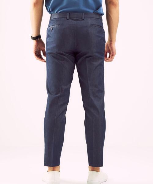 green label relaxing（グリーンレーベルリラクシング）の「＜ 機能 / 洗濯機洗い可 ＞ TC デニムライク マジコンフォート スリム NP スラックス ＃（スラックス・メンズ・ロイヤルブルー/ダークグレー/ネイビー・X-SMALL/LARGE/SMALL/MEDIUM/X-LARGE）」の10枚目の写真
