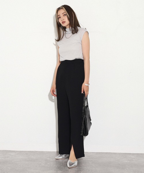 AULI（アウリィ）の「【低身長向けサイズ】ドレープネックシアーカットソー（Tシャツ/カットソー・レディース・ブラック/ライトグレー/オフホワイト・XS）」の5枚目の写真