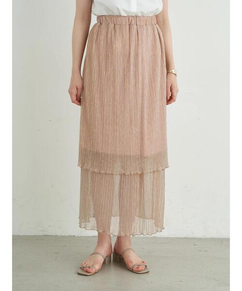 earth music&ecology（アースミュージックアンドエコロジー）の「ティアードラメプリーツチュールスカート ＊（スカート・レディース・ブラック/シルバー/ピンク・FREE）」の7枚目の写真