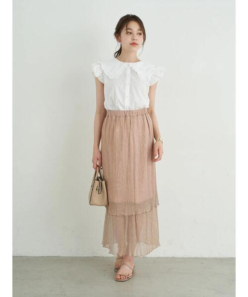 earth music&ecology（アースミュージックアンドエコロジー）の「ティアードラメプリーツチュールスカート ＊（スカート・レディース・ブラック/シルバー/ピンク・FREE）」の13枚目の写真