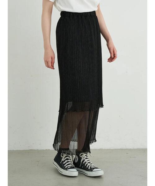 earth music&ecology（アースミュージックアンドエコロジー）の「ティアードラメプリーツチュールスカート ＊（スカート・レディース・ブラック/シルバー/ピンク・FREE）」の17枚目の写真