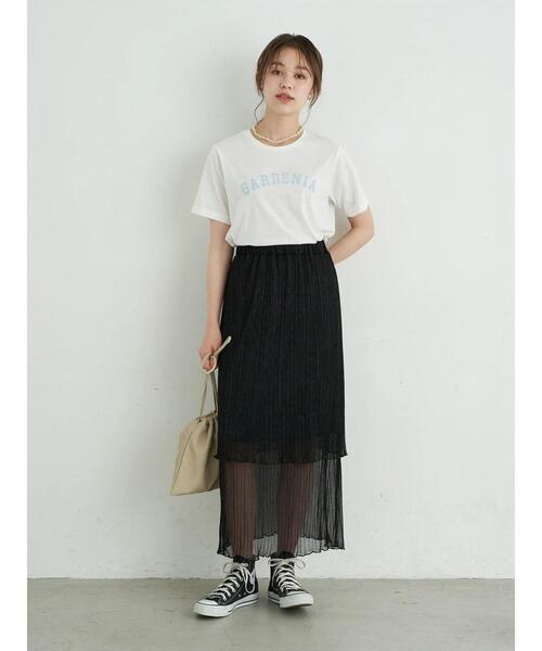 earth music&ecology（アースミュージックアンドエコロジー）の「ティアードラメプリーツチュールスカート ＊（スカート・レディース・ブラック/シルバー/ピンク・FREE）」の19枚目の写真