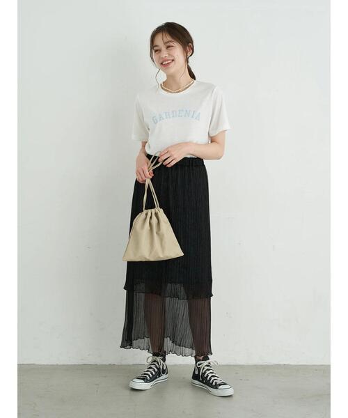 earth music&ecology（アースミュージックアンドエコロジー）の「ティアードラメプリーツチュールスカート ＊（スカート・レディース・ブラック/シルバー/ピンク・FREE）」の20枚目の写真