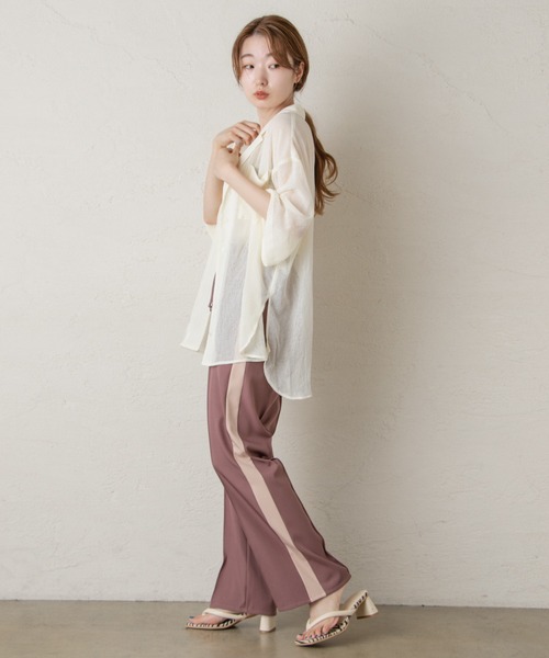 Kastane（カスタネ）の「リラックスジャージラインパンツ（その他パンツ・レディース・ブラウン/ピンク/グリーン・1/2）」の4枚目の写真