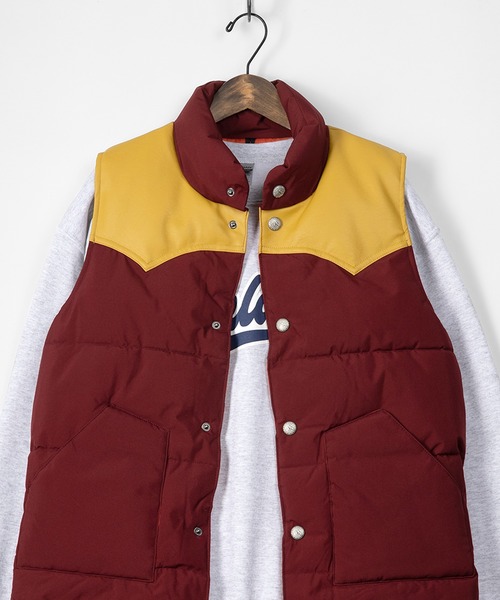 make a ray!（メイク ア レイ！）の「PU パターン切替ファイバーダウンベスト（ダウンベスト・メンズ・ブラック/グレー/ネイビー/ベージュ/ワイン・M/L/XL）」の5枚目の写真