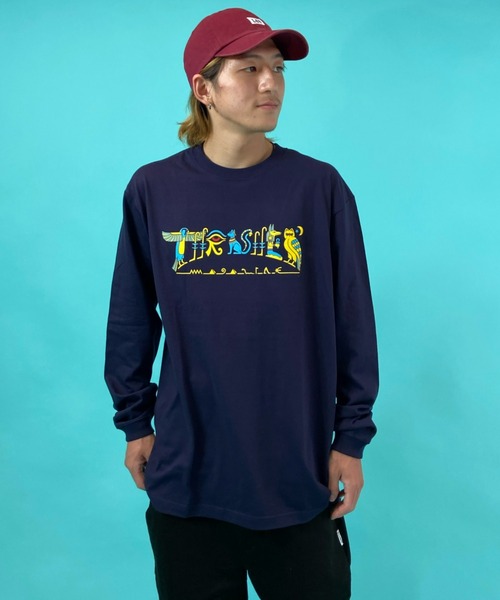 THRASHER(スラッシャー)の「【ZOZOTOWN限定アイテム】THRASHER/スラッシャー ルーズシルエット ロゴプリントロンT TH93334 GLYPHIC(Tシャツ/カットソー・メンズ・グリーン系その他3/ブラック系その他4/ホワイト/ネイビー系1・L/M/XL)」の1枚目の写真