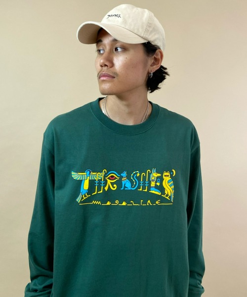 THRASHER(スラッシャー)の「【ZOZOTOWN限定アイテム】THRASHER/スラッシャー ルーズシルエット ロゴプリントロンT TH93334 GLYPHIC(Tシャツ/カットソー・メンズ・グリーン系その他3/ブラック系その他4/ホワイト/ネイビー系1・L/M/XL)」の4枚目の写真