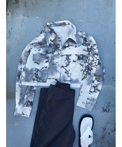 FIG&VIPER（フィグアンドバイパー）の「総柄切替ショートJK（テーラードジャケット・レディース・ブラック/ダークグレー・FREE）」の15枚目の写真