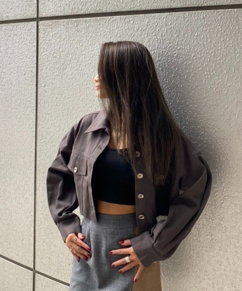 FIG&VIPER（フィグアンドバイパー）の「総柄切替ショートJK（テーラードジャケット・レディース・ブラック/ダークグレー・FREE）」の16枚目の写真