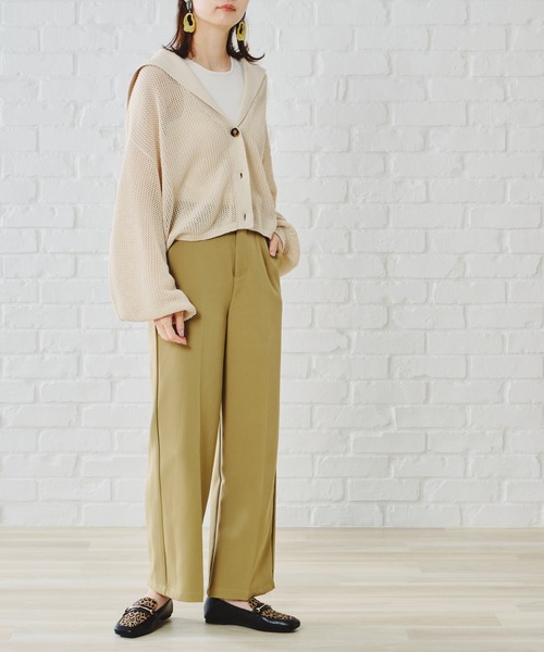 acro(アクロ)の「セーラーカラーメッシュニットカーディガン/AC1124(カーディガン/ボレロ・レディース・ベージュ/ブラウン/グリーン・フリ-)」の14枚目の写真