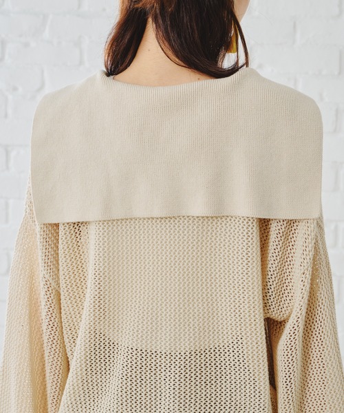 acro(アクロ)の「セーラーカラーメッシュニットカーディガン/AC1124(カーディガン/ボレロ・レディース・ベージュ/ブラウン/グリーン・フリ-)」の11枚目の写真