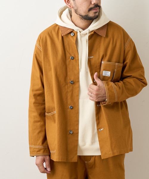 CIAOPANIC TYPY（チャオパニックティピー）の「CAVEダック カバーオールジャケット（カバーオール・メンズ・チャコールグレー/オフホワイト/マスタード・SMALL/MEDIUM/LARGE）」の3枚目の写真