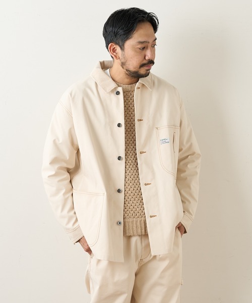 CIAOPANIC TYPY（チャオパニックティピー）の「CAVEダック カバーオールジャケット（カバーオール・メンズ・チャコールグレー/オフホワイト/マスタード・SMALL/MEDIUM/LARGE）」の4枚目の写真