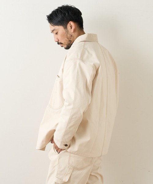 CIAOPANIC TYPY（チャオパニックティピー）の「CAVEダック カバーオールジャケット（カバーオール・メンズ・チャコールグレー/オフホワイト/マスタード・SMALL/MEDIUM/LARGE）」の5枚目の写真