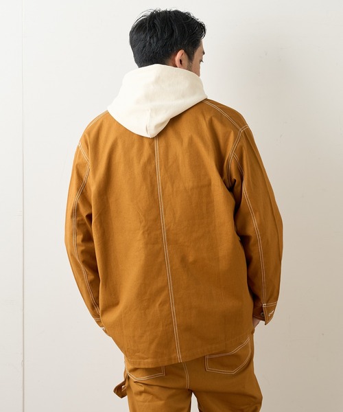 CIAOPANIC TYPY（チャオパニックティピー）の「CAVEダック カバーオールジャケット（カバーオール・メンズ・チャコールグレー/オフホワイト/マスタード・SMALL/MEDIUM/LARGE）」の12枚目の写真