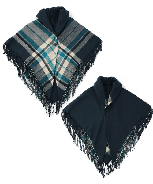 DRESKIP（ドレスキップ）の「◆リバーシブルギャザーケープ（ストール/ショール・レディース・レッド系3/ベージュ系1/ネイビー系1/ブラック系1・00）」の3枚目の写真