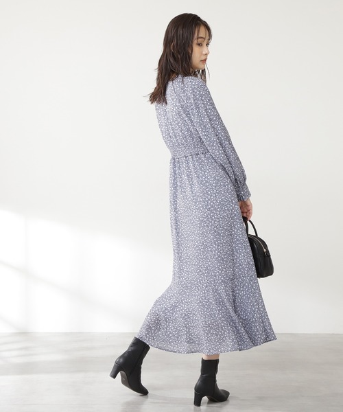 N.（N. Natural Beauty Basic）（エヌエヌナチュラルビューティーベーシック）の「【S Size Line】◆バイカラー小花プリントマキシワンピース（ワンピース・レディース・ブラック系その他/グレー系その他・SMALL/MEDIUM）」の6枚目の写真