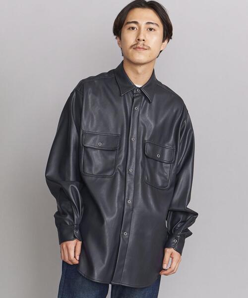 BEAUTY&YOUTH UNITED ARROWS（ビューティーアンドユースユナイテッドアローズ）の「BY FAUX/LAMB CPOシャツ（シャツ/ブラウス・メンズ・ネイビー/ブラック・L/XL/M/S）」の6枚目の写真