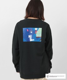 【TOM&JERRY/トムとジェリー】【LOONEY TUNES/ルーニー・テューンズ】ミニロゴ刺繍&バックプリント レトロイラスト 長袖スウェット