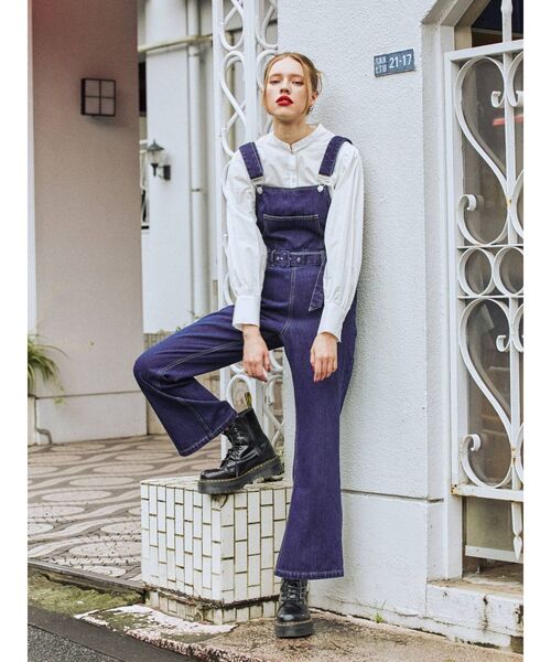 jouetie（ジュエティ）の「【WEB限定】バックリボンオーバオール（サロペット/オーバーオール・レディース・ブラック/ブルー・MEDIUM）」の3枚目の写真