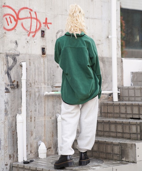 X-girl(エックスガール)の「FLEECE SHIRT(シャツ/ブラウス・レディース・ブラック/グリーン/ベージュ/オレンジ・M/S)」の6枚目の写真