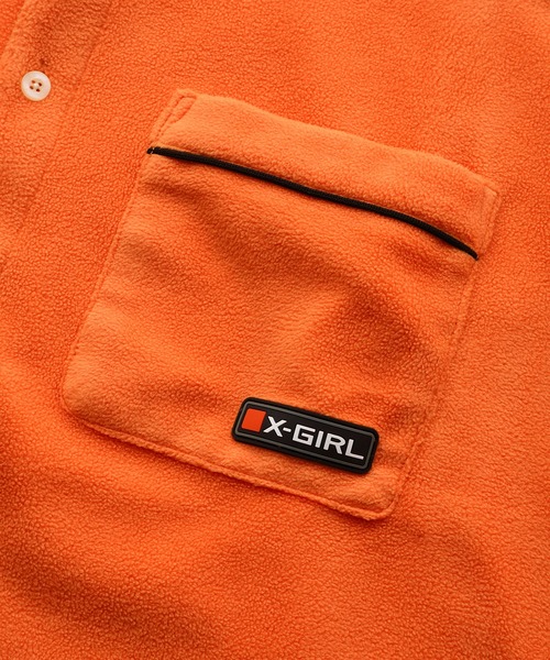 X-girl(エックスガール)の「FLEECE SHIRT(シャツ/ブラウス・レディース・ブラック/グリーン/ベージュ/オレンジ・M/S)」の12枚目の写真