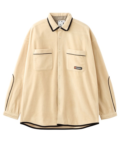 X-girl(エックスガール)の「FLEECE SHIRT(シャツ/ブラウス・レディース・ブラック/グリーン/ベージュ/オレンジ・M/S)」の5枚目の写真