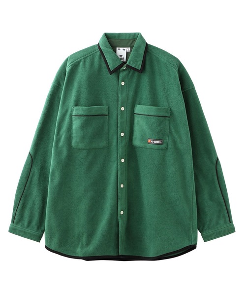 X-girl(エックスガール)の「FLEECE SHIRT(シャツ/ブラウス・レディース・ブラック/グリーン/ベージュ/オレンジ・M/S)」の19枚目の写真
