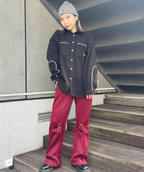 X-girl(エックスガール)の「FLEECE SHIRT(シャツ/ブラウス・レディース・ブラック/グリーン/ベージュ/オレンジ・M/S)」の20枚目の写真