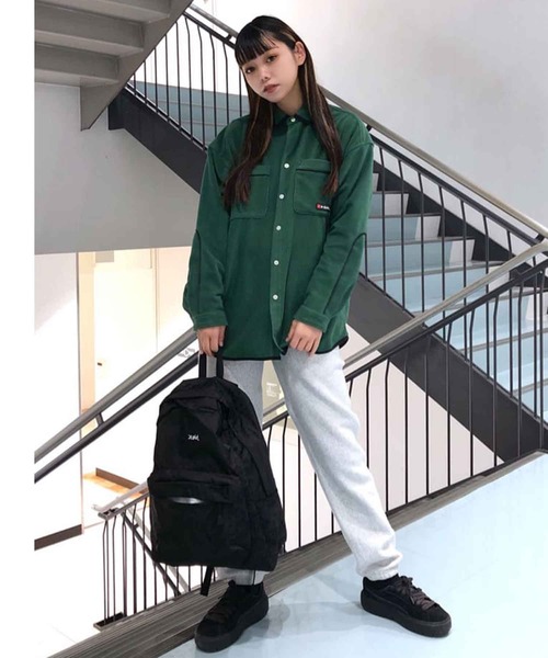 X-girl(エックスガール)の「FLEECE SHIRT(シャツ/ブラウス・レディース・ブラック/グリーン/ベージュ/オレンジ・M/S)」の21枚目の写真
