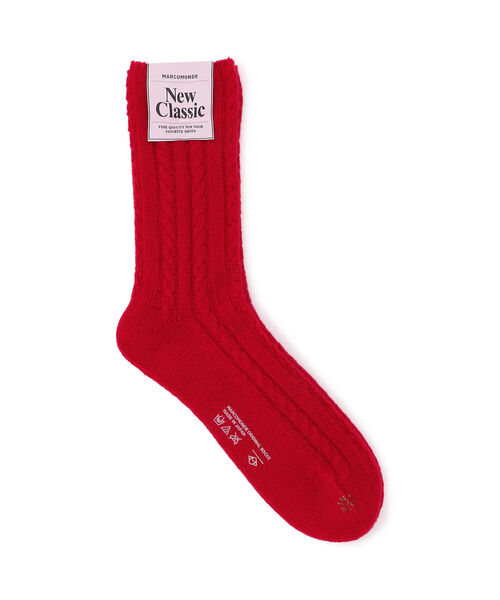 MARCOMONDE（マルコモンド）の「MARCOMONDE（マルコモンド）WHOLEGARMENT WOOL SOX（ソックス/靴下・メンズ・ホワイト/ブラウン/レッド/チャコール・3）」の4枚目の写真