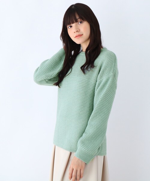 DRESKIP（ドレスキップ）の「◆ブ－クレラメ切替ニット（ニット/セーター・レディース・ライトグレー/パープル/オフホワイト/サンドベージュ/ベビーピンク/グリーン系・02/03）」の4枚目の写真