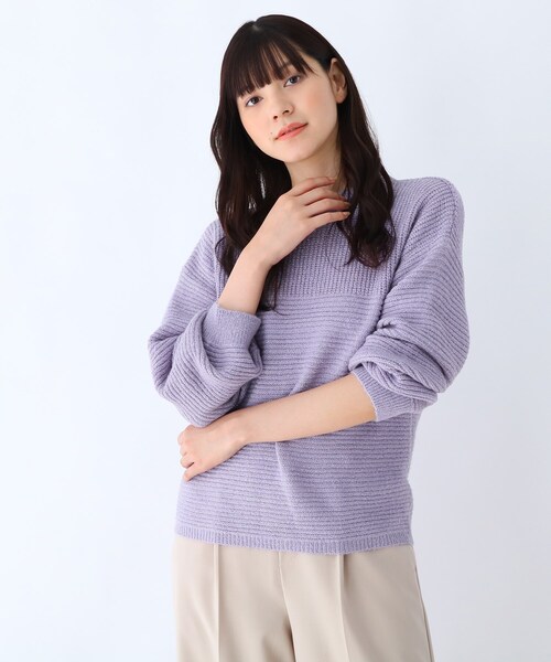 DRESKIP（ドレスキップ）の「◆ブ－クレラメ切替ニット（ニット/セーター・レディース・ライトグレー/パープル/オフホワイト/サンドベージュ/ベビーピンク/グリーン系・02/03）」の5枚目の写真