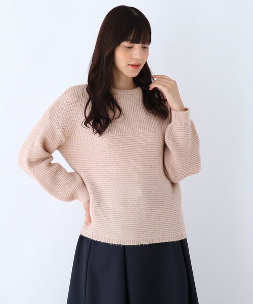 DRESKIP（ドレスキップ）の「◆ブ－クレラメ切替ニット（ニット/セーター・レディース・ライトグレー/パープル/オフホワイト/サンドベージュ/ベビーピンク/グリーン系・02/03）」の6枚目の写真